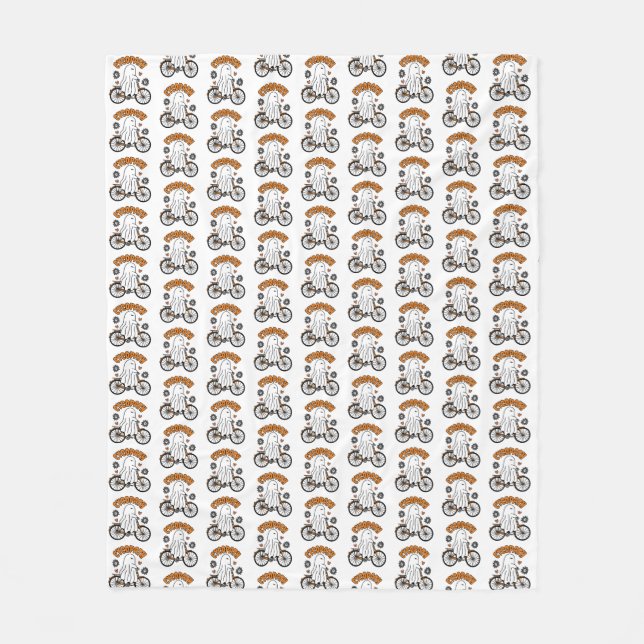 Manta Polar Fantasma de Cycopath Halloween en bicicleta Naranj (Anverso)