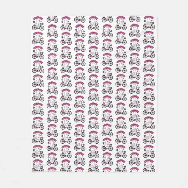 Manta Polar Fantasma de Cycopath Halloween en bicicleta rosa (Anverso)