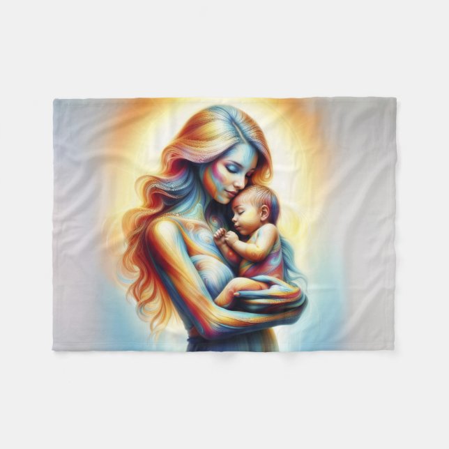 Manta Polar Fantasma de lazos maternales de ensueño madre bebé (Frente (Horizontal))