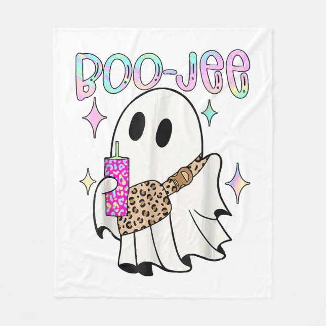 Manta Polar Fantasma divertido de Halloween Boo Jee (Anverso)