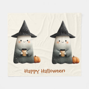 Manta Polar Fantasma lindo con café Halloween
