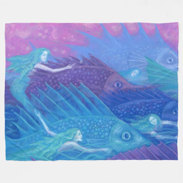 Manta Polar Fantasma "nómadas del océano" arte, peces, sirenas (Frente (Horizontal))