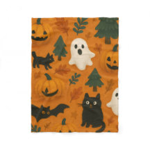 Fantasma y calabazas | Halloween Fleece Blanket