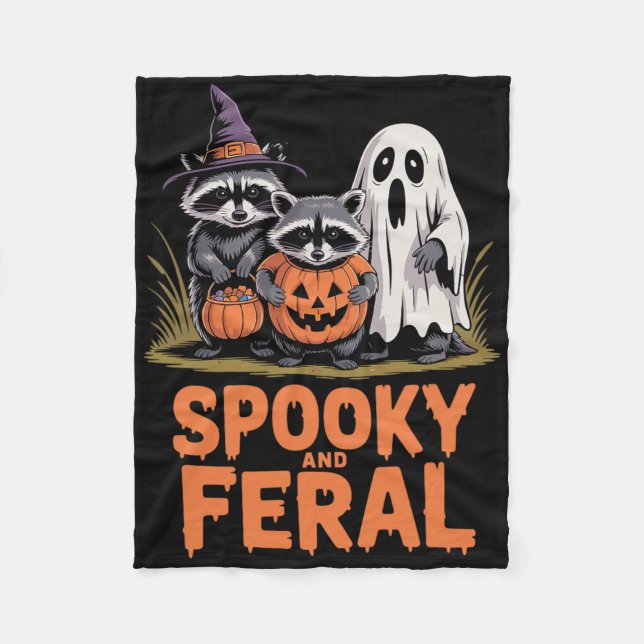 Manta Polar Fantasma Y Feral Halloween Fantasma Raccoon Opossu (Anverso)