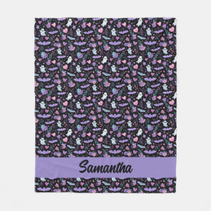 Manta Polar Fantasmas de Halloween rosa y morado dulce
