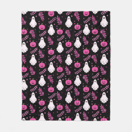 Manta Polar Fantasmas y calabazas rosadas