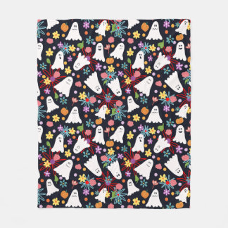 Manta Polar Fantasmas y flores