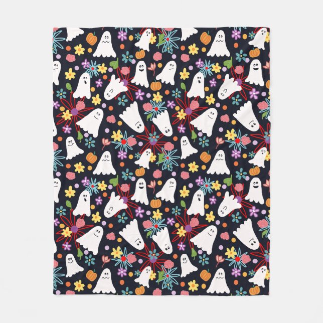 Manta Polar Fantasmas y flores (Anverso)