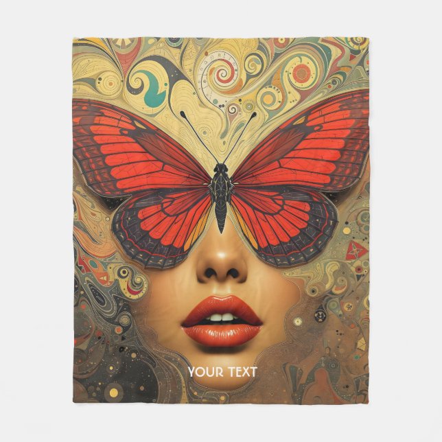 Manta Polar Fantasy Cute Abstrae Butterflies Ojos (Anverso)