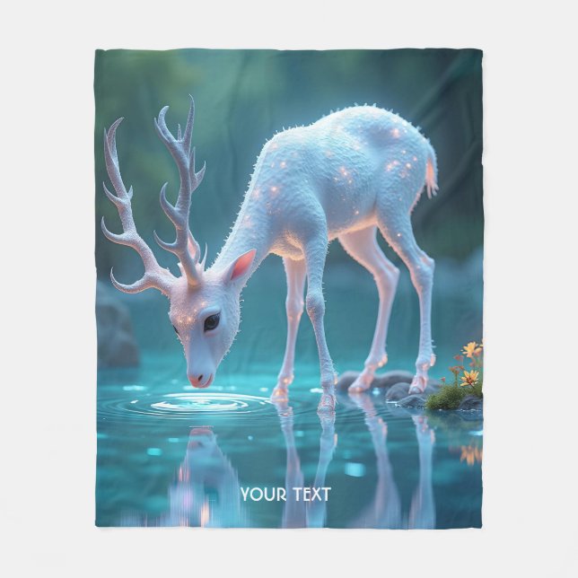 Manta Polar Fantasy Cute Blue Baby Deer (Anverso)