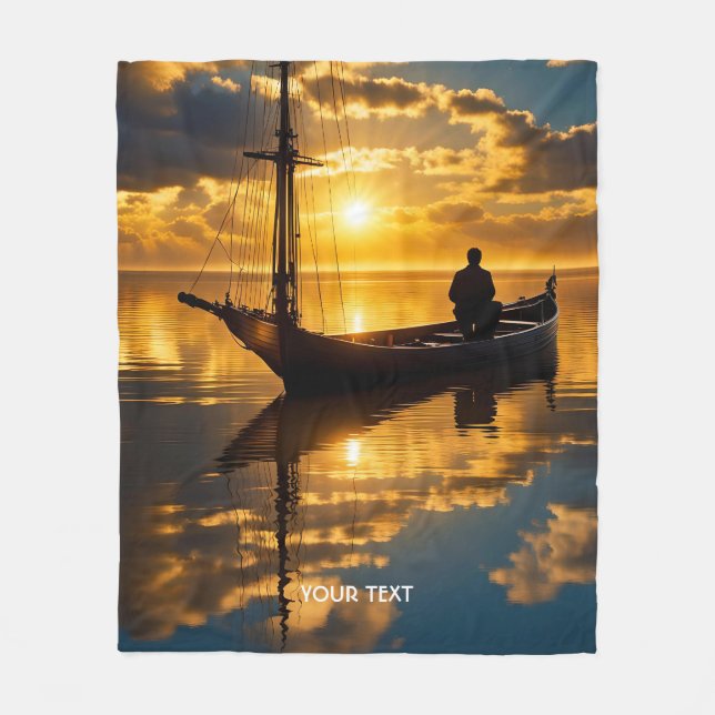 Manta Polar Fantasy Cute Bote Sunset Sea (Anverso)