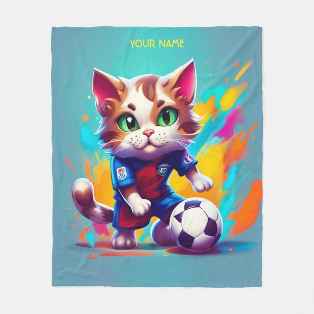 Manta Polar Fantasy Cute Cat Soccer (Anverso)