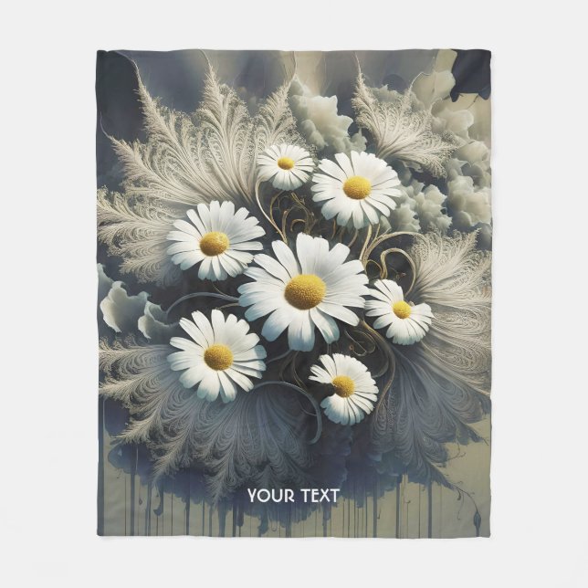 Manta Polar Fantasy Cute Daisy Flowers Filigree (Anverso)