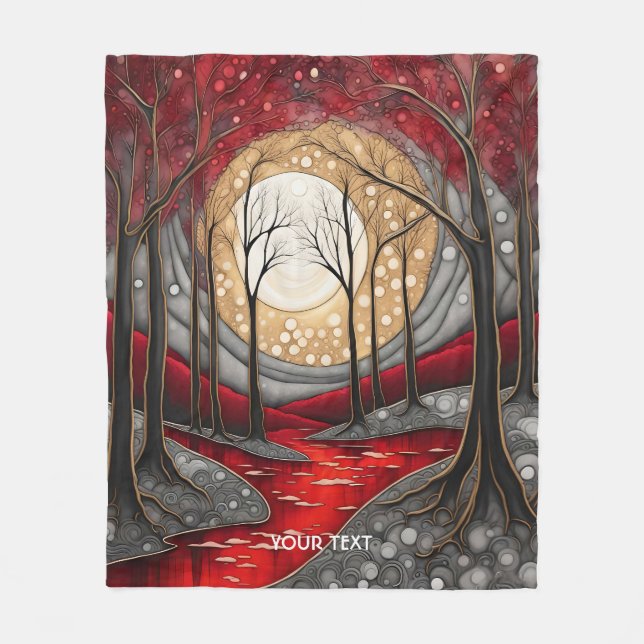 Manta Polar Fantasy Cute Forest Night Red (Anverso)