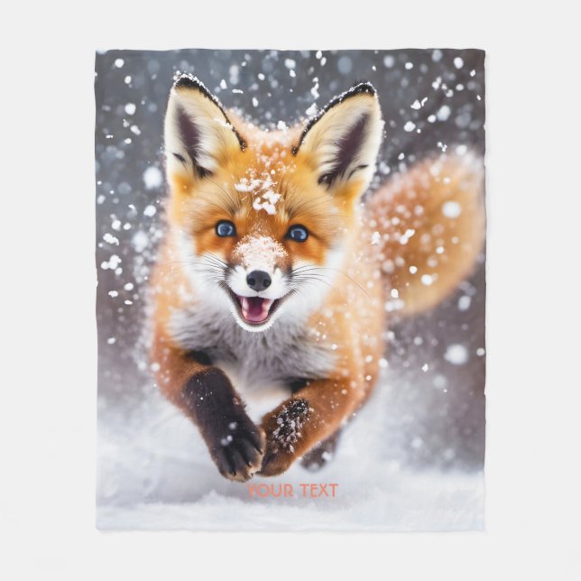 Manta Polar Fantasy Cute Fox Cub Snow (Anverso)