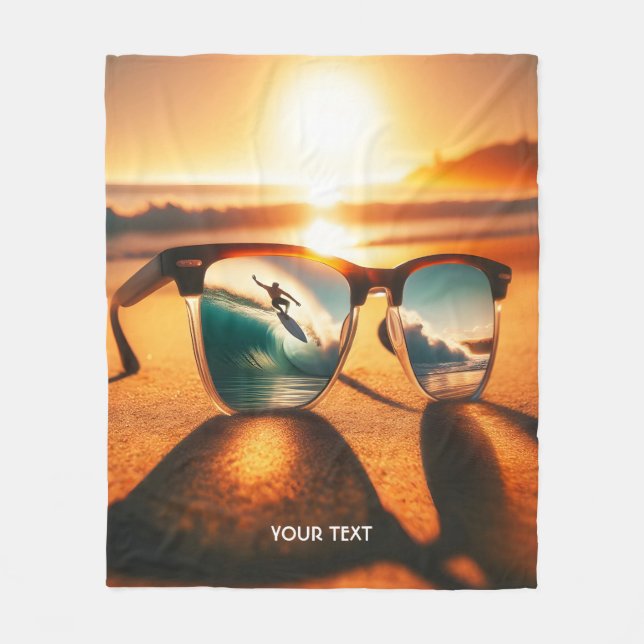 Manta Polar Fantasy Cute Glasses Sunset Beach (Anverso)