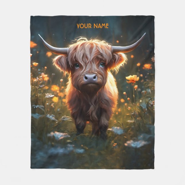 Manta Polar Fantasy Cute Highland Baby Cow (Anverso)