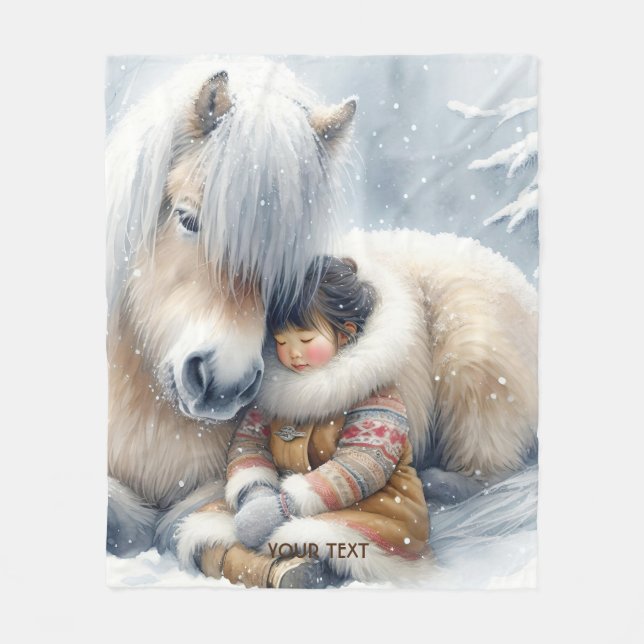 Manta Polar Fantasy Cute Horse Chica Winter (Anverso)