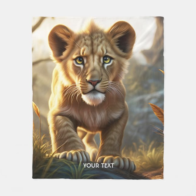 Manta Polar Fantasy Cute Lion Cub Forest (Anverso)