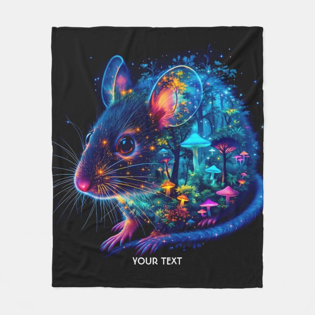 Manta Polar Fantasy Cute Mouse Mushrooms Forest (Anverso)