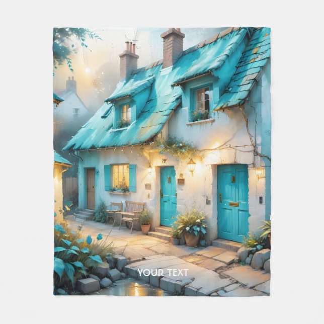Manta Polar Fantasy Cute Old Blue House (Anverso)
