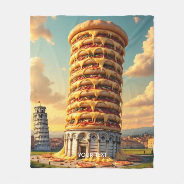 Manta Polar Fantasy Cute Pisa Tower Pizza (Anverso)