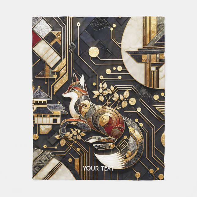 Manta Polar Fantasy Cute Resumen Arte Fox (Anverso)