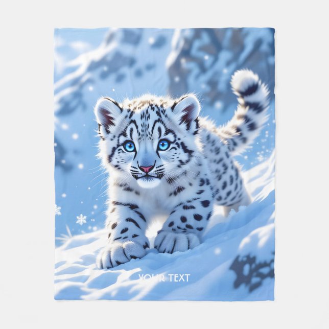 Manta Polar Fantasy Cute Snow Baby Leopard (Anverso)