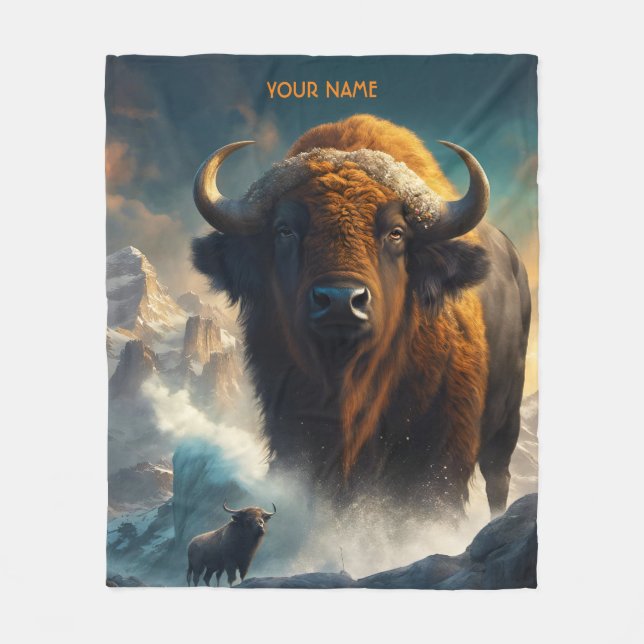 Manta Polar Fantasy Cute Vivid Flores Gran Búfalo (Anverso)