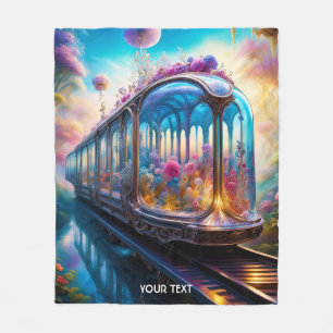 Manta Polar Fantasy Cute Vivid Flowers Train