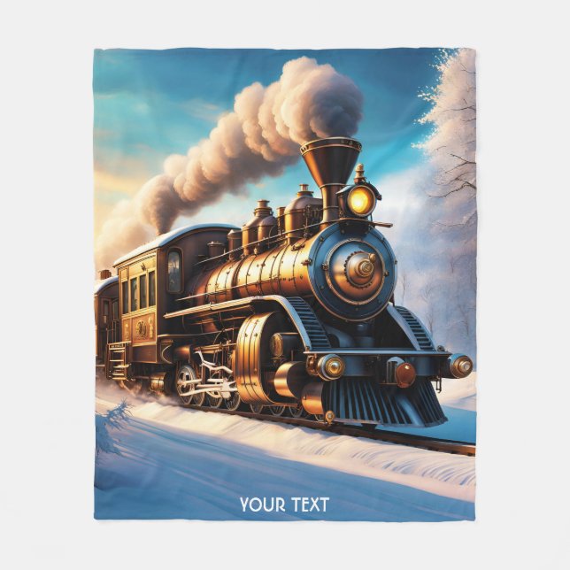 Manta Polar Fantasy Cute Vivid Old Train Winter (Anverso)