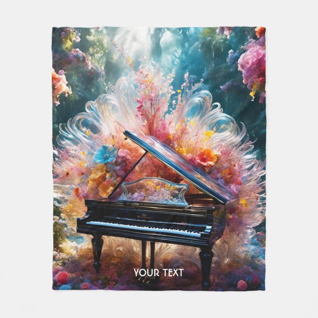 Manta Polar Fantasy Cute Vivid Piano Flores Forest (Anverso)