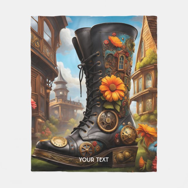 Manta Polar Fantasy Cute Vivid Steampunk Boot House. Perfecto  (Anverso)