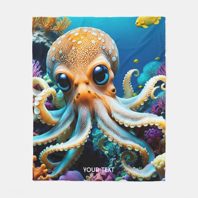 Manta Polar Fantasy Cute Viviente Criaturas marinas de Octopus (Anverso)