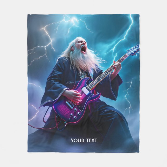 Manta Polar Fantasy Cute Wizard Jugando guitarra (Anverso)
