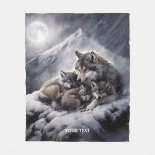Manta Polar Fantasy Cute Wolf Family Winter