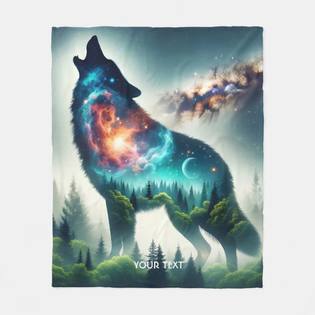 Manta Polar Fantasy Cute Wolf Forest Space (Anverso)