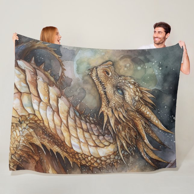 Manta Polar Fantasy dragon Fleece Blanket (In situ)