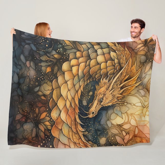 Manta Polar Fantasy dragon Fleece Blanket (In situ)