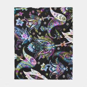 Manta Polar Fantasy Floral Paisley: Ornamento sin foco