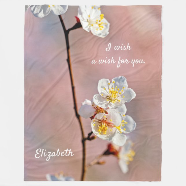 Manta Polar Fascinante flor de ápricot japonesa (Anverso)