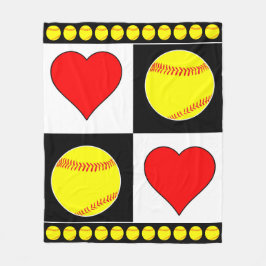 Manta Polar Fastpitch Player Softball & Hearts Fleece Blanket