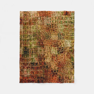 Manta Polar Faux Alligator Animal Piel Cuero Rojo Marrón