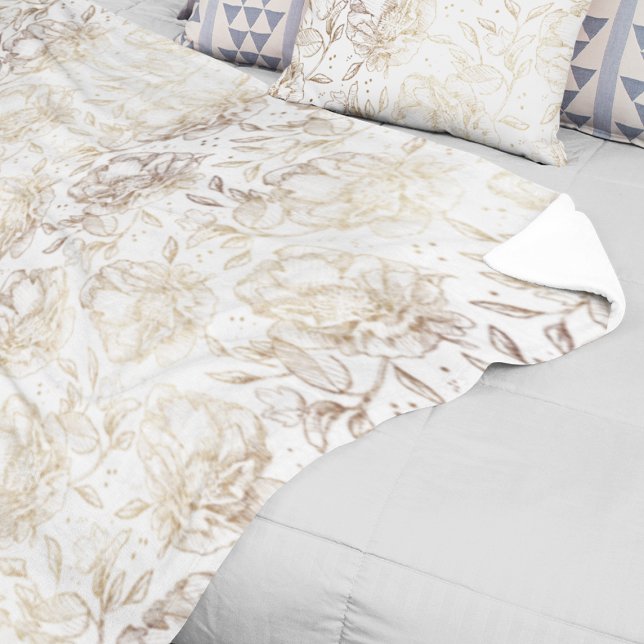 Manta Polar Faux de oro elegante mano de flores Boda regalo (Subido por el creador)