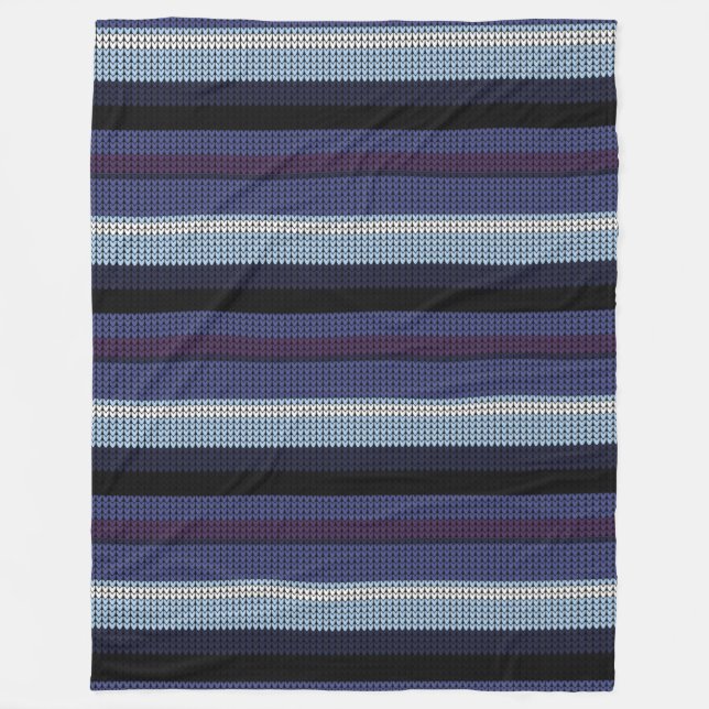 Manta Polar Faux Knitpe Pattern Purple Blue White (Anverso)