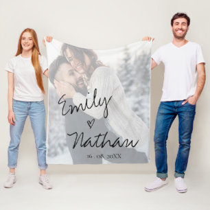 Manta Polar Faux Vellum Efecto Boda fotográfico Fecha Personal