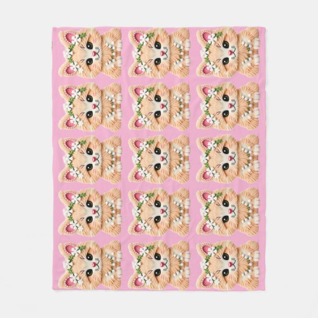 Manta Polar Faux Yarn Notch-Hook Christmas Cat – Cozy Holiday  (Anverso)