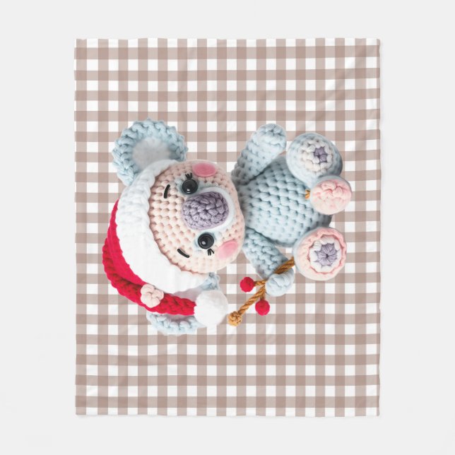 Manta Polar Faux Yarn Notch-Hook Koala Christmas Design (Anverso)