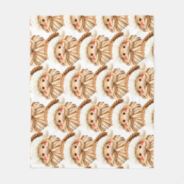 Manta Polar Faux yarn notch-hook Santa face Christmas