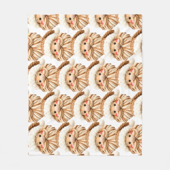 Manta Polar Faux yarn notch-hook Santa face Christmas (Anverso)